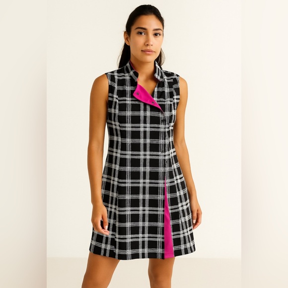 Kinona Dresses & Skirts - Kinona Plaid Gingham Black Pink Dress S